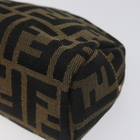 FENDI Zucca Canvas Pouch Brown Black Auth KD058