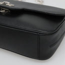 Salvatore Ferragamo Gancini Chain Shoulder Bag Leather Black Silver Auth KD060-9