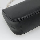 Salvatore Ferragamo Gancini Chain Shoulder Bag Leather Black Silver Auth KD060-16