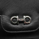 Salvatore Ferragamo Gancini Chain Shoulder Bag Leather Black Silver Auth KD060-10