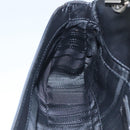 Salvatore Ferragamo Gancini Chain Shoulder Bag Leather Black Silver Auth KD060-19