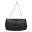 Salvatore Ferragamo Gancini Chain Shoulder Bag Leather Black Silver Auth KD060-2