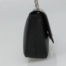Salvatore Ferragamo Gancini Chain Shoulder Bag Leather Black Silver Auth KD060-3
