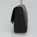 Salvatore Ferragamo Gancini Chain Shoulder Bag Leather Black Silver Auth KD060-4