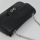 Salvatore Ferragamo Gancini Chain Shoulder Bag Leather Black Silver Auth KD060-6