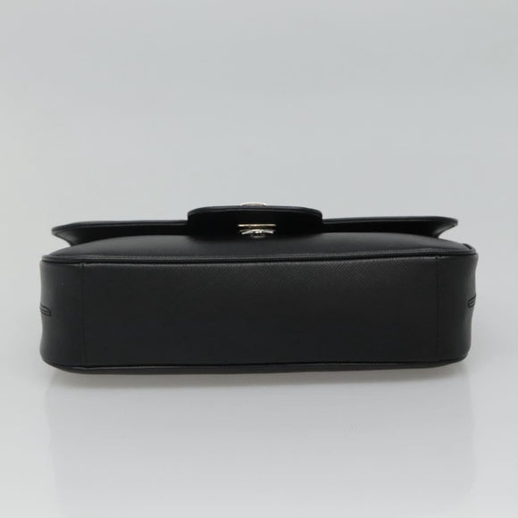 Salvatore Ferragamo Gancini Chain Shoulder Bag Leather Black Silver Auth KD060