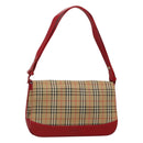 Burberrys Nova Check Shoulder Bag Canvas Leather Beige Red Auth KD063-1