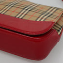 Burberrys Nova Check Shoulder Bag Canvas Leather Beige Red Auth KD063-14