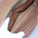 Burberrys Nova Check Shoulder Bag Canvas Leather Beige Red Auth KD063-11
