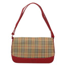 Burberrys Nova Check Shoulder Bag Canvas Leather Beige Red Auth KD063-13