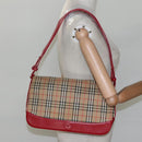 Burberrys Nova Check Shoulder Bag Canvas Leather Beige Red Auth KD063-23