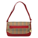Burberrys Nova Check Shoulder Bag Canvas Leather Beige Red Auth KD063-2