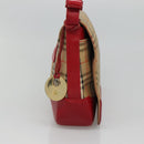Burberrys Nova Check Shoulder Bag Canvas Leather Beige Red Auth KD063-3