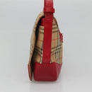 Burberrys Nova Check Shoulder Bag Canvas Leather Beige Red Auth KD063-4