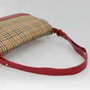 Burberrys Nova Check Shoulder Bag Canvas Leather Beige Red Auth KD063-7