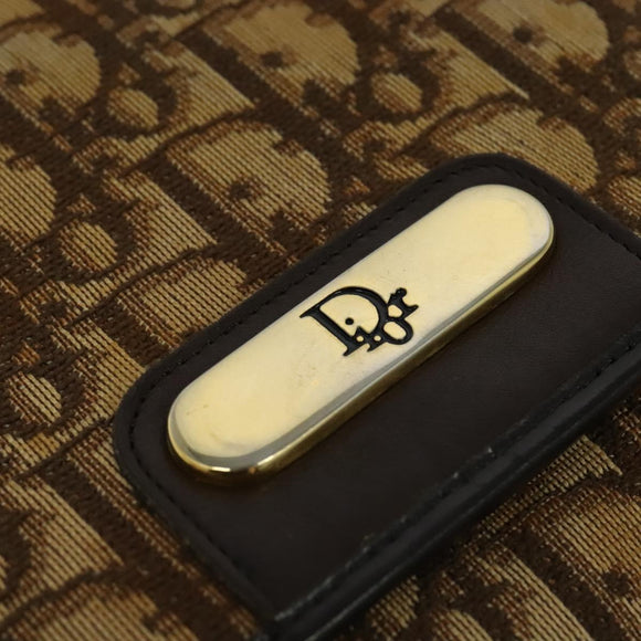 Christian Dior Trotter Canvas Shoulder Bag Brown Gold Auth KD090