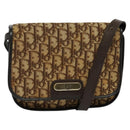 Christian Dior Trotter Canvas Shoulder Bag Brown Gold Auth KD090-1
