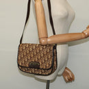 Christian Dior Trotter Canvas Shoulder Bag Brown Gold Auth KD090-20