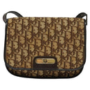 Christian Dior Trotter Canvas Shoulder Bag Brown Gold Auth KD090-13
