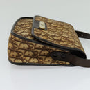 Christian Dior Trotter Canvas Shoulder Bag Brown Gold Auth KD090-4