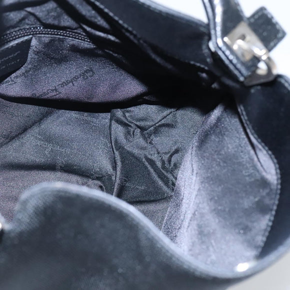 Salvatore Ferragamo Hand Bag Canvas Black Auth KD096