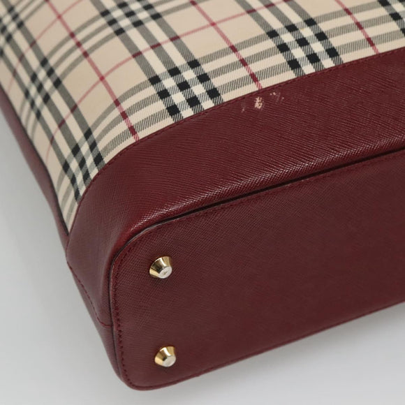 BURBERRY Nova Check Tote Bag Canvas Beige Gold Auth KD099