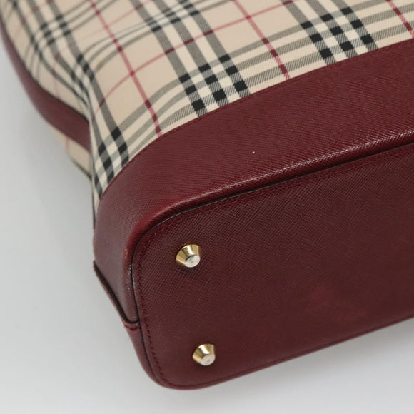 BURBERRY Nova Check Tote Bag Canvas Beige Gold Auth KD099