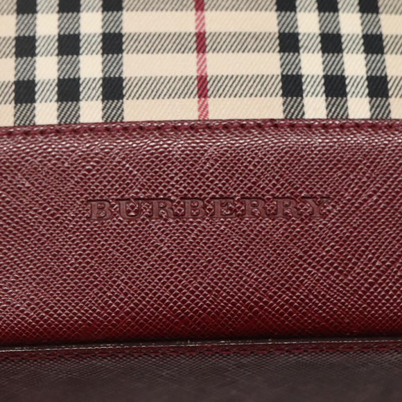 BURBERRY Nova Check Tote Bag Canvas Beige Gold Auth KD099