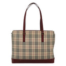 BURBERRY Nova Check Tote Bag Canvas Beige Gold Auth KD099-13