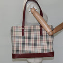 BURBERRY Nova Check Tote Bag Canvas Beige Gold Auth KD099-23