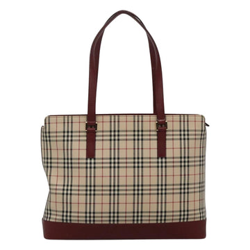 BURBERRY Nova Check Tote Bag Canvas Beige Gold Auth KD099 - 0