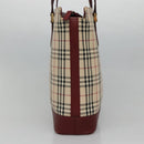 BURBERRY Nova Check Tote Bag Canvas Beige Gold Auth KD099-3