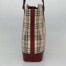 BURBERRY Nova Check Tote Bag Canvas Beige Gold Auth KD099-4