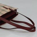 BURBERRY Nova Check Tote Bag Canvas Beige Gold Auth KD099-7