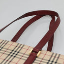 BURBERRY Nova Check Tote Bag Canvas Beige Gold Auth KD099-8