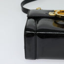Salvatore Ferragamo Gancini Shoulder Bag Enamel Black Gold Auth KD105-8