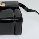 Salvatore Ferragamo Gancini Shoulder Bag Enamel Black Gold Auth KD105-15
