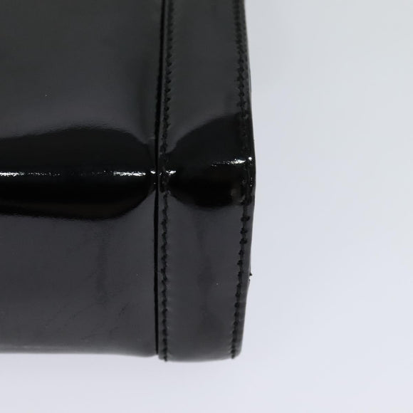 Salvatore Ferragamo Gancini Shoulder Bag Enamel Black Gold Auth KD105