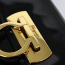 Salvatore Ferragamo Gancini Shoulder Bag Enamel Black Gold Auth KD105-9
