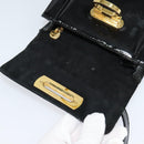 Salvatore Ferragamo Gancini Shoulder Bag Enamel Black Gold Auth KD105-10