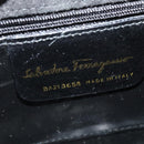 Salvatore Ferragamo Gancini Shoulder Bag Enamel Black Gold Auth KD105-12