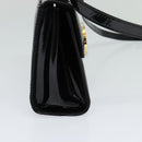 Salvatore Ferragamo Gancini Shoulder Bag Enamel Black Gold Auth KD105-3