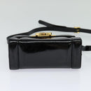 Salvatore Ferragamo Gancini Shoulder Bag Enamel Black Gold Auth KD105-5