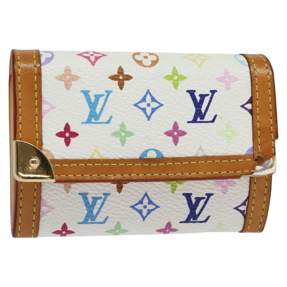 LOUIS VUITTON Monogram Multicolor Porte Monnaie Plat White M92657 Auth KD109