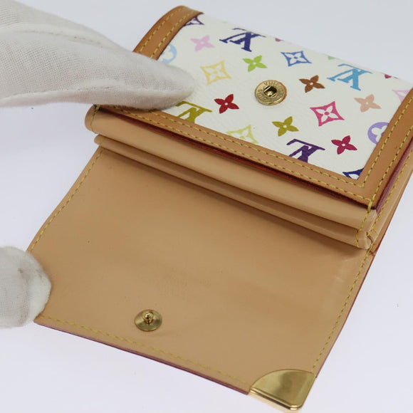 LOUIS VUITTON Monogram Multicolor Porte Monnaie Plat White M92657 Auth KD109