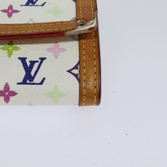 LOUIS VUITTON Monogram Multicolor Porte Monnaie Plat White M92657 Auth KD109