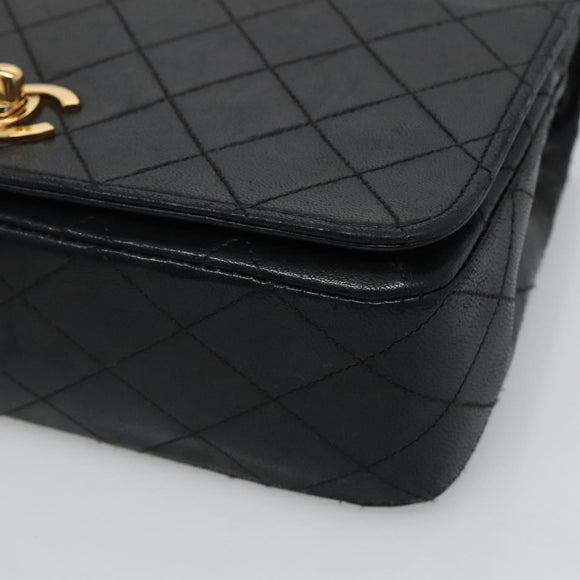 CHANEL Matelasse Chain Shoulder Bag Lamb Skin Black Gold CC Auth KD113