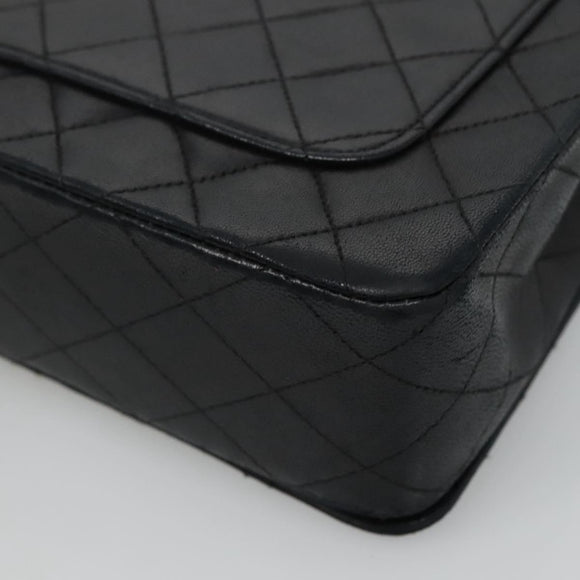 CHANEL Matelasse Chain Shoulder Bag Lamb Skin Black Gold CC Auth KD113