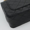 CHANEL Matelasse Chain Shoulder Bag Lamb Skin Black Gold CC Auth KD113-16