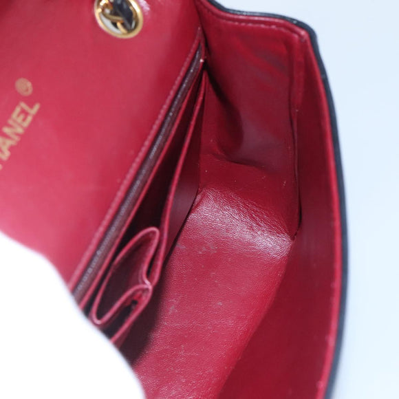 CHANEL Matelasse Chain Shoulder Bag Lamb Skin Black Gold CC Auth KD113